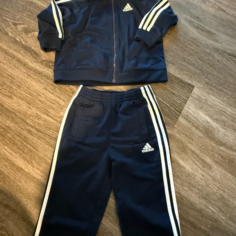 18M Adidas Dark Blue Tracksuit with white Stripes